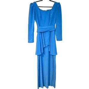 Vtg. Alyce Designs Dress Cobalt Blue Prom Square Neck S